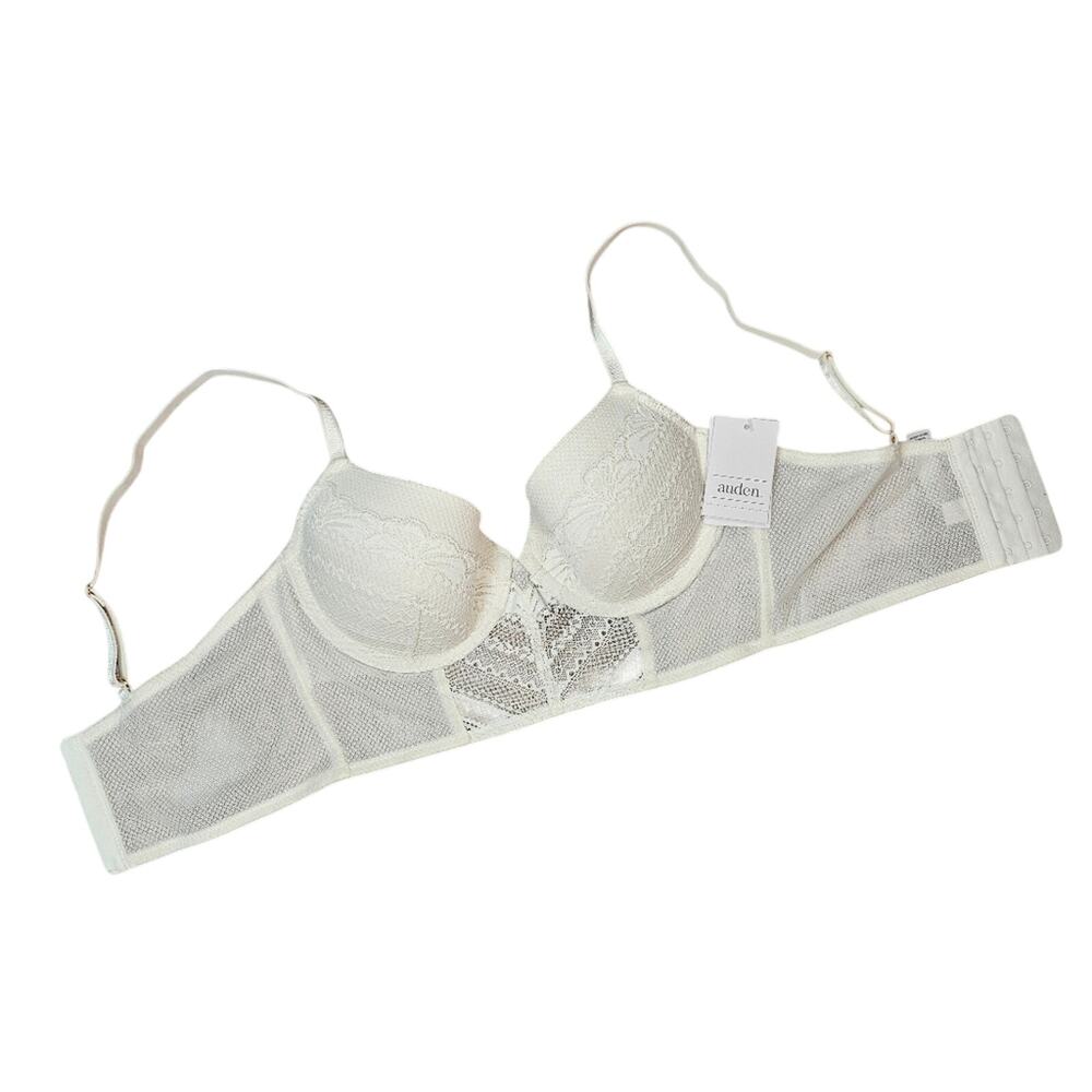 Auden Women's 34B White Demi Bra Underwire Lightly Lined Adjustable Brand New